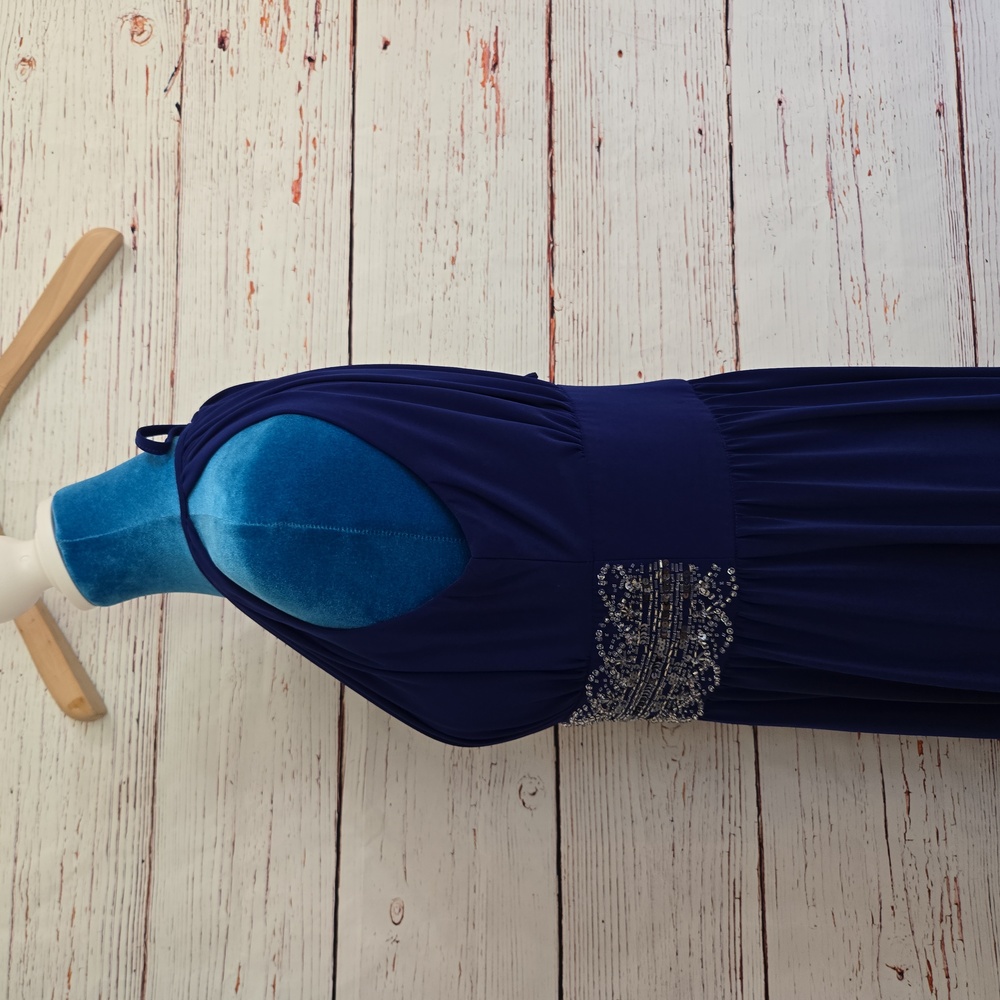 R & M Richards Long Halter Dress With Rhinetone Waistline Size 10 - Picture 10 of 17
